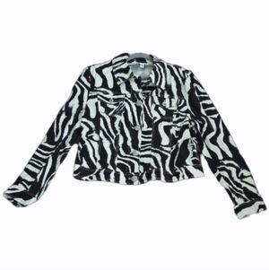 St. John Sport Zebra Cotton Jean Jacket L